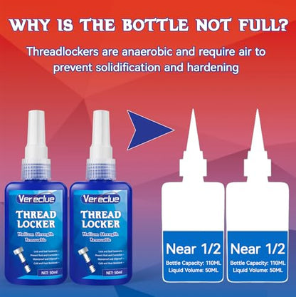 Thread Lock, 50ml*2, Medium Strength Threadlocker, Thread Locker for Nuts, Bolts, Metal Fasteners to Against Losening and Seal, Blue*2 - style: Blue*2