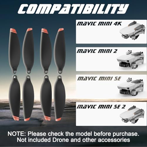 x xotic tech Mini Propellers Replacement Low-Noise and Quick-Release 4726 Blades Props Compatible with DJI Mini 2 SE/Mini SE/Mini 2/Mini 4k Drone Screws(Orange,16Pcs)