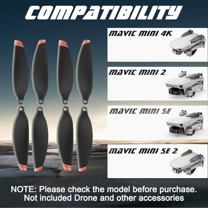 x xotic tech Mini Propellers Replacement Low-Noise and Quick-Release 4726 Blades Props Compatible with DJI Mini 2 SE/Mini SE/Mini 2/Mini 4k Drone Screws(Orange,16Pcs)