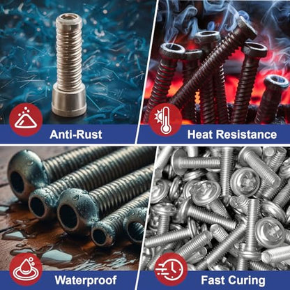 Thread Lock Blue and Red, Lock Tight Threadlocker Medium and High Strength, Thread Locker for Nuts, Bolts, Fasteners and Metals, Prevent Loosening and Corrosion (50 mlx2)