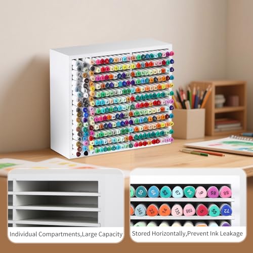 AUTOARK Wooden Marker Storage Organizer, White, AHK-066 - size: 270 Markers