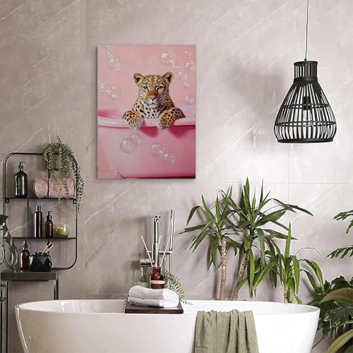 DAZZLEDOTS Pink Diamond Art Kit, Cheetah Bathroom Round Diamond Painting - color: DT097
