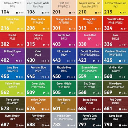 PHOENIX Studio Oil Paint Set - 40 Colors x 50ml / 1.69 Fl oz. - Professional Oil Based Art Paints for Painting - color: 40 Colors