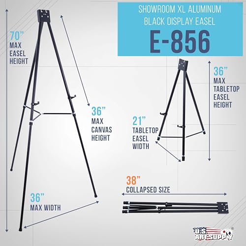 U.S. Art Supply 70" High Showroom XL Silver Metal Display Easel, Large