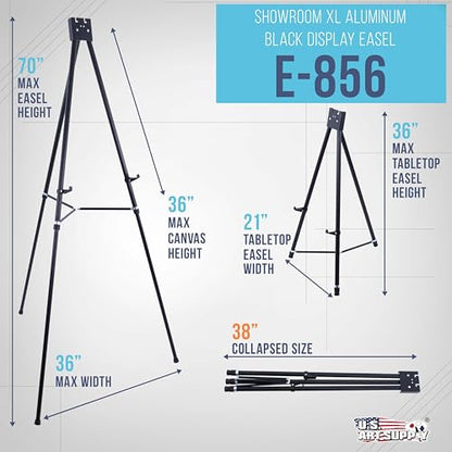 U.S. Art Supply 70" High Showroom XL Silver Metal Display Easel, Large