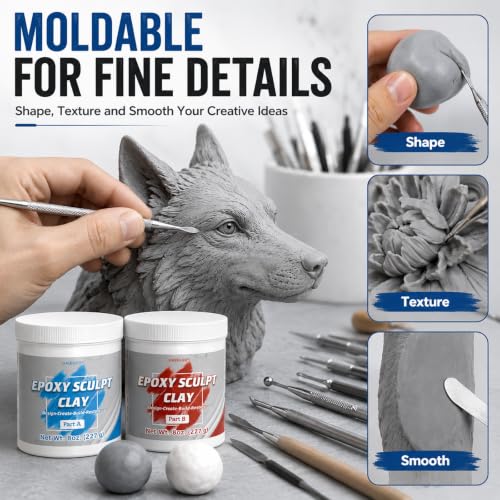 4 lb White Epoxy Putty Sculpt Clay, 2 Part Self Hardening Modeling Clay - size: 4 Pound
