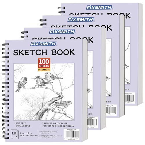 FIXSMITH 9"X12" Sketch Book, 100 Sheets, 68 lb/100gsm,4 Pack Purple - color: Purple, size: 9"x12"-4 Pack