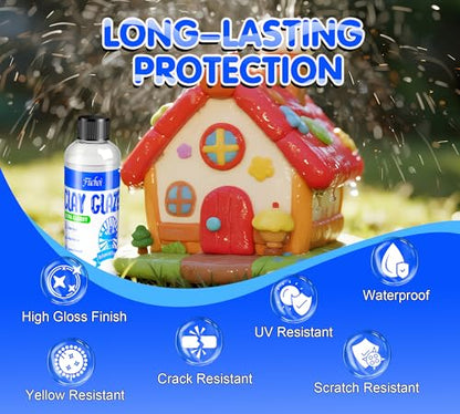 Air Dry Clay Glaze 6.8oz High Gloss Waterproof Pottery& Polymer Clay