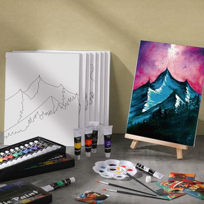 Cholemy 36 Pcs Paint and Sip Kit Gift for Adults 8''x10'',Mountain - style: Mountain