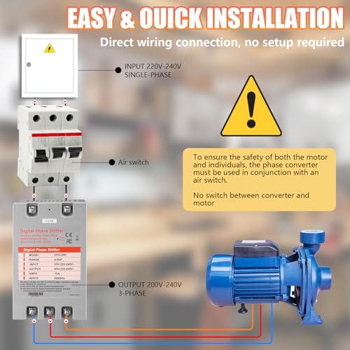 Single Phase to 3 Phase Converter，5HP 220V 3 Phase Converter，220V-240V Input/Output Digital Phase Shift for 5HP Motor - style: 5HP/15A