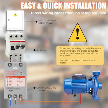 Single Phase to 3 Phase Converter，5HP 220V 3 Phase Converter，220V-240V Input/Output Digital Phase Shift for 5HP Motor - style: 5HP/15A
