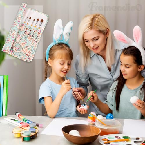 Framendino, 20 Slot Paint Brush Holder Canvas Storage Artist Organizer Roll-Up Case Bag