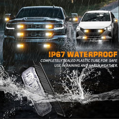 XRIDONSEN 8PCS Sync Grill Strobe Lights 32 LED Amber White Emergency Lights - color: Amber/White