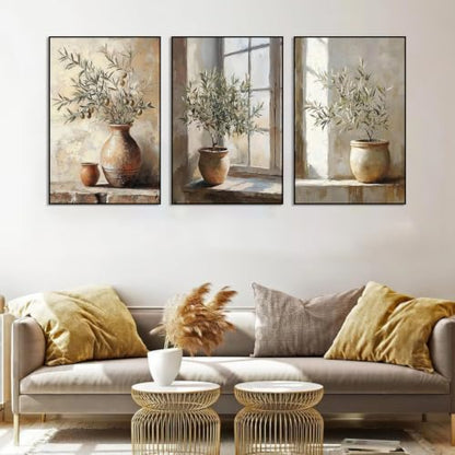 Axquilon 3 Packs Olive Tree Framed Paint by Numbers Kit for Adults 8x10 in - color: 3 Pack Olive Tree with Easel