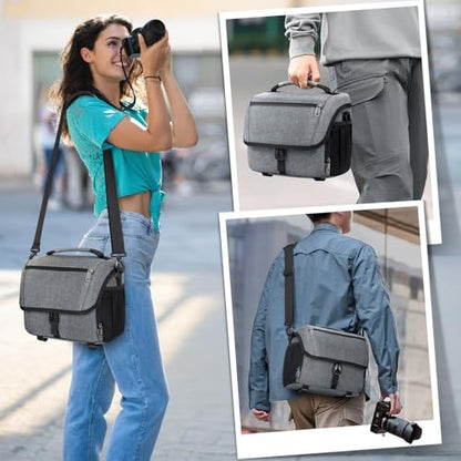 RAINSMORE Camera Bag, DSLR SLR Mirrorless Camera Case for Photographer - color: Grey