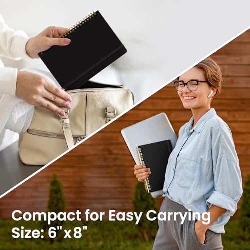 Taja Lined Spiral Notebook for Work, 5.7"x7.9" Spiral Journal College Ruled - color: C-Black, style: a-Lined(1 Pack)