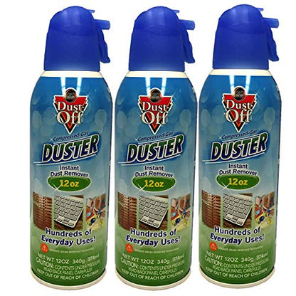 Falcon Dust-Off Compressed Gas Duster for Electronics Devices, 12 oz Cans Last Extra Long, 3 Packs