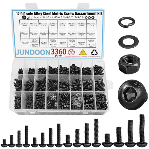 12.9 Grade Alloy Steel M2 M3 M4 M5 Hex Button Head Screw Kit - color: 3360 M2/M3/M4/M4 Button