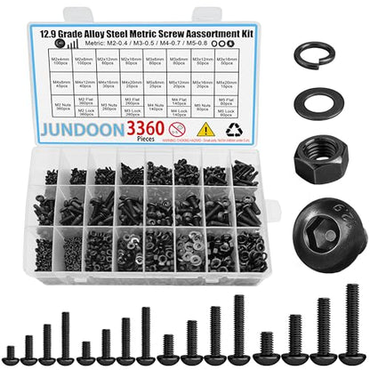 12.9 Grade Alloy Steel M2 M3 M4 M5 Hex Button Head Screw Kit - color: 3360 M2/M3/M4/M4 Button