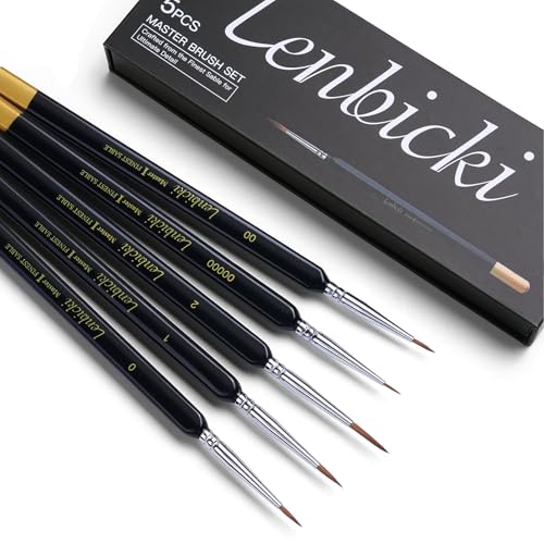 5PCS Kolinsky Sable Paint Brushes for Miniature Watercolor Acrylic Oil