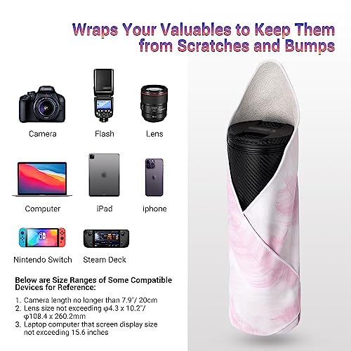 19.7 Inch Folding Protective Wrap for Camera Lens iPad Tablet Laptop Flash Telescope Hard Disk Switch Phone & More Devices, Self-Stick Wrapper Protector, Portable Travel Storage Pouch & Cleaning Cloth