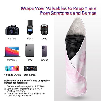 19.7 Inch Folding Protective Wrap for Camera Lens iPad Tablet Laptop Flash Telescope Hard Disk Switch Phone & More Devices, Self-Stick Wrapper Protector, Portable Travel Storage Pouch & Cleaning Cloth