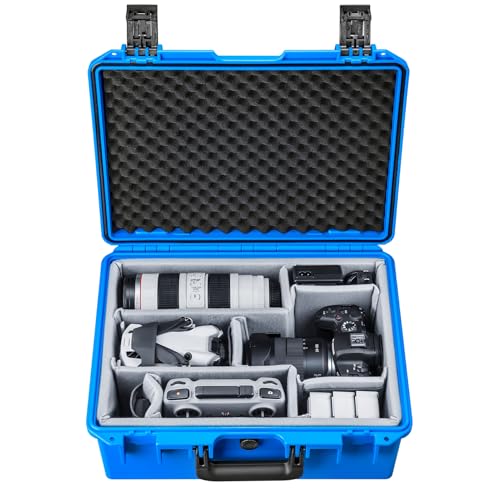 Lykus PVC1 Hard Case with Dividers for Cameras,Lenses,DJI Mavic/Air/Mini - color: Blue PVC1