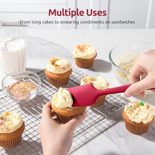 U-Taste 600ºF Heat Resistant Silicone Spatulas for Cooking, 4Pcs/Red - color: Red