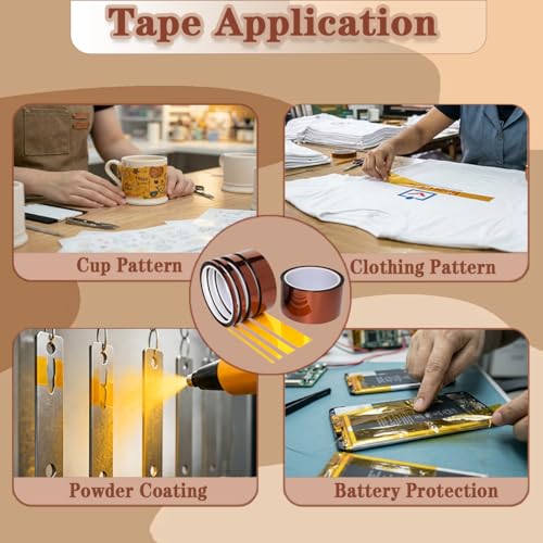 1/8''×33M High Temperature Resistant Polyimide Tape,No Residue Heat Tape