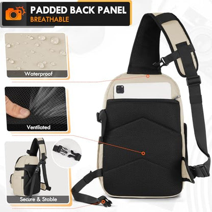 RAINSMORE Camera Sling Bag, Small Dslr/Mirrorless Camera Bag & Case - color: Beige