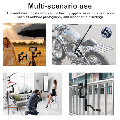 Heavy Duty Motorcycle Double Clamp Mount Compatible for Insta360 X5-X - color: Black