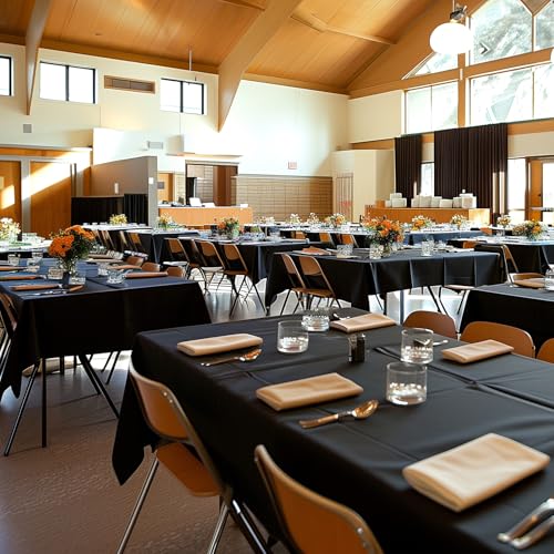 Niuara Black Plastic Table Cloth Disposable, 8 Pack, 54 x 108 in - color: Black, size: 54" x 108" - 8 Packs
