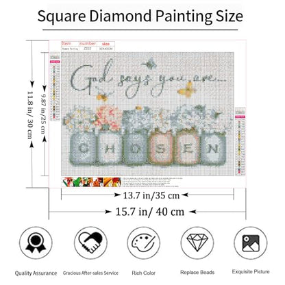Shouruihua Square Diamond Painting Kits, Inspirational Diamond Art Kit - color: Inspirational Bible Verse (Chosen)