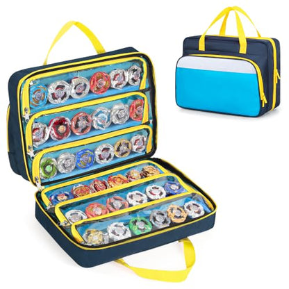 CURMIO Empty Battling Tops Organizer Case, Portable Gyro Toy Storage Bag - color: Navy-white
