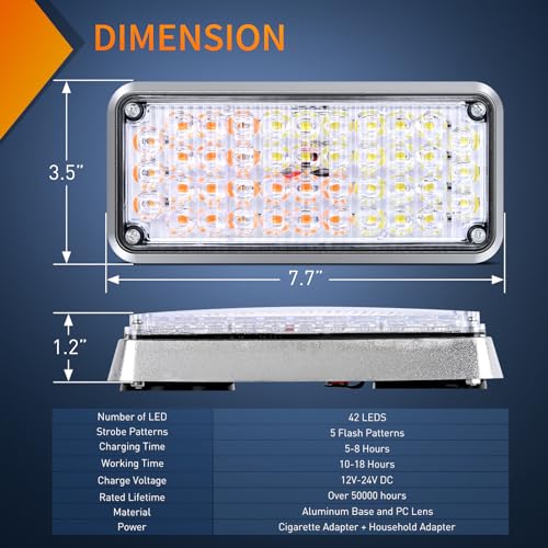 Nilight 2PCS 42LED Amber White Magnetic Strobe Lights Surface Mount - color: 42LED Amber White