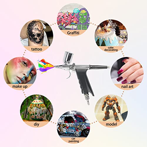 Uouteo Airbrush Trigger Gun with 0.3 mm Needles 7 CC & 10 CC Cup - color: 166TH 0.3mm Airbrush Kit