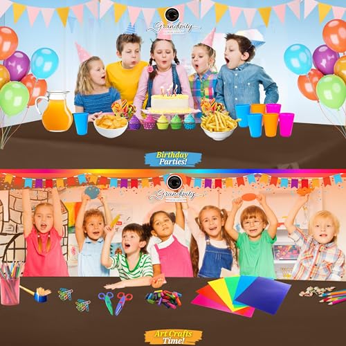 Grandipity Plastic Table Cloth Disposable 12 Pack 54” x 108” Rectangle - color: Brown, size: 54in. x 108in. Rectangle