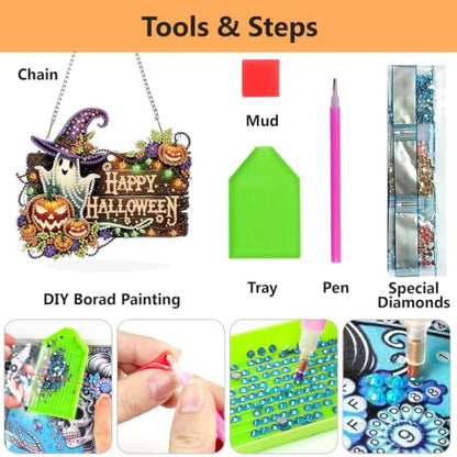 AIBOERL Halloween Diamond Art Kits for Adults, Acrylic Hanging Suncatcher - color: DP02547