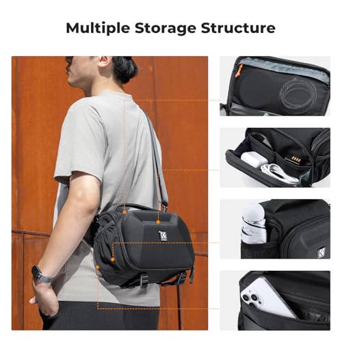 K&F CONCEPT Camera Sling Bag, Hardshell Crossbody Bag with Tripod Holder - size: M