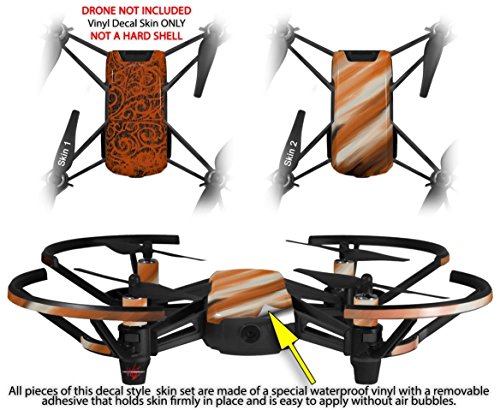 Skin Decal Wrap 2 Pack Compatible with DJI Ryze Tello Folder Doodles Burnt Orange Drone NOT Included