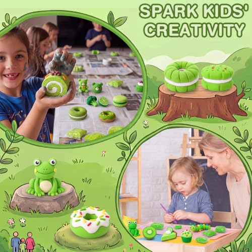 Air Dry Clay Bulk, Modeling Clay for Kids, 100 Pcs, Green - color: Green