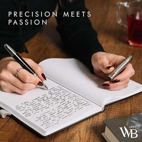 Wordsworth & Black Majesti Luxury Fountain Pen Set for Writing, Medium Nib - color: Black Chrome, style: Medium Nib