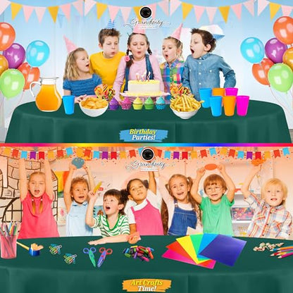 Grandipity Plastic Table Cloth Disposable 12 Pack 84" Round Dark Green - color: Dark Green, size: 84in. Round