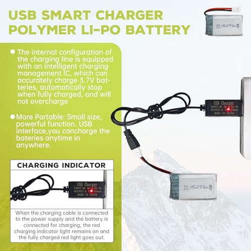 sea jump 2PCS 3.7V 800mAh 25C Lipo Battery with Molex Plug and USB Charging Cable Compatible with WLtoys SYMA Most Drone, Quadcopters, Aerial Drones, Gliders, Robot Batteries