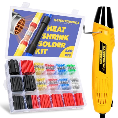 haisstronica 440PCS Wire Repair Kit, Solder Seals, 3:1 Tubing, Heat Gun - size: 440 PCS