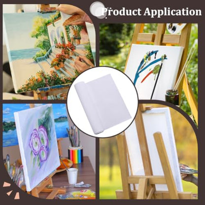 BENECREAT Primed Cotton Canvas Roll 16.4ft x 14.6in, White Artist Canvas for Oil and Acrylic Painting, DIY Crafts, Backdrops