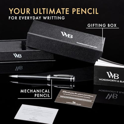 Wordsworth & Black Luxury Metal Mechanical Pencil 0.7mm for Writing, Black - color: Black Chrome