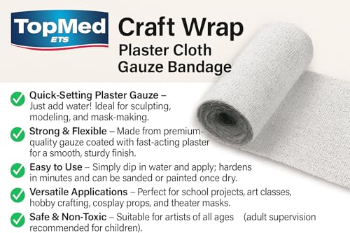 Craft Wrap - Plaster Cloth Gauze Bandage (4" x 3 Yards 10 cm X 2.7 M) 6 Rolls