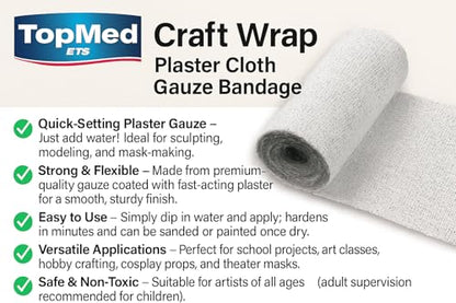 Craft Wrap - Plaster Cloth Gauze Bandage (4" x 3 Yards 10 cm X 2.7 M) 6 Rolls