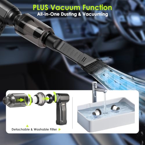 Compressed Air Duster, 300,000RPM Electric Air Duster with LED Light